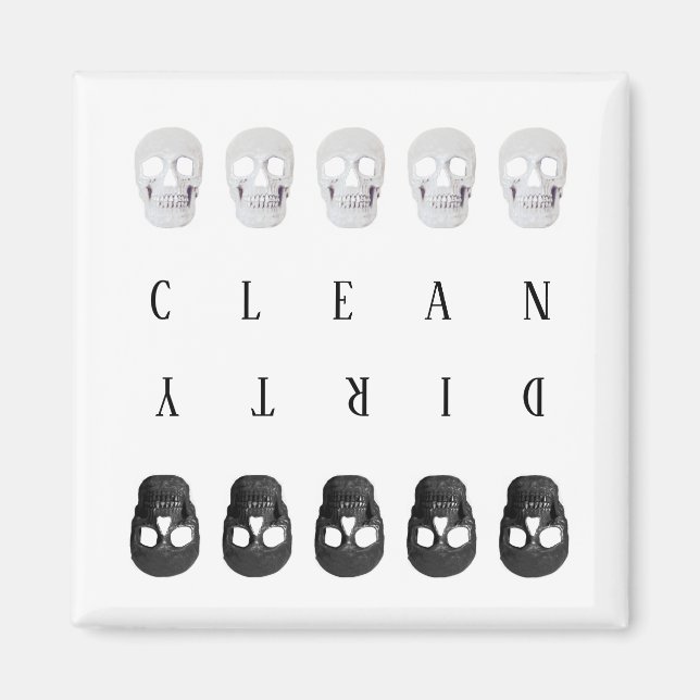 Aimant Crânes Nettoyer Lave-Vaisselle Noir Et Blanc (Devant)