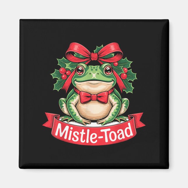 Aimant Crapaud de gui drôle de crapaud de Noël Pun  (Devant)