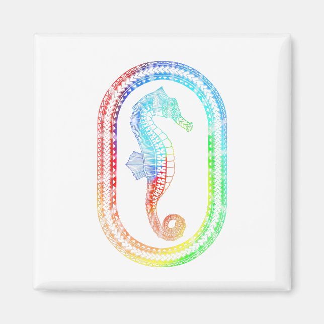 Aimant Cravate teintée Couleurs Tribal Seahorse (Devant)