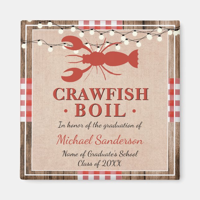 Aimant Crawfish Boil Lobster Graduation Party Rustique (Devant)