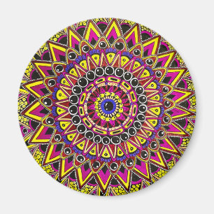 Aimant Crayon de couleur mandala violet jaune