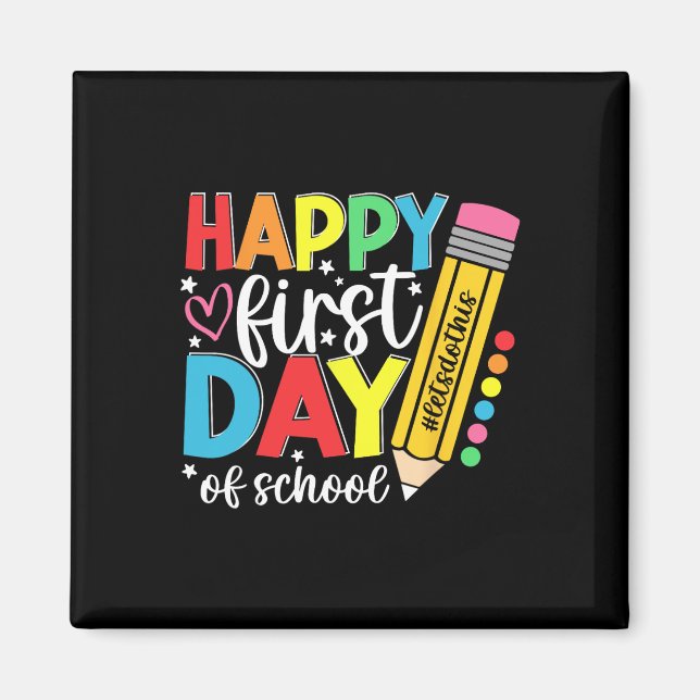 Aimant Crayon de professeur de premier jour d'école heure (Devant)
