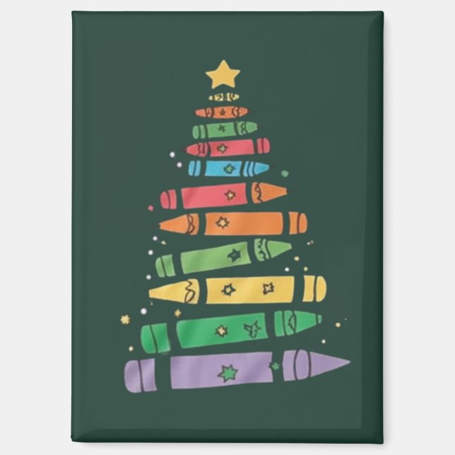 Aimant Crayon d'enseignant de Noël Arbre de Noël Lumineux (Recto)