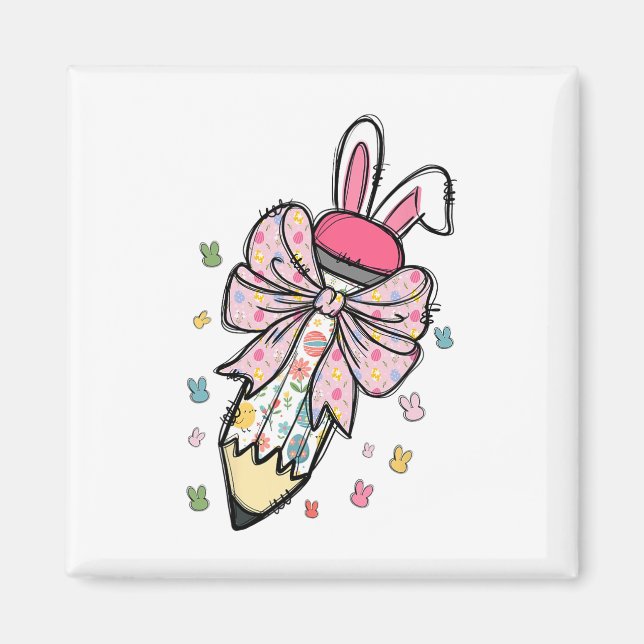 Aimant Crayon mignon Coquette Grow Bunny Jour de Pâques E (Devant)