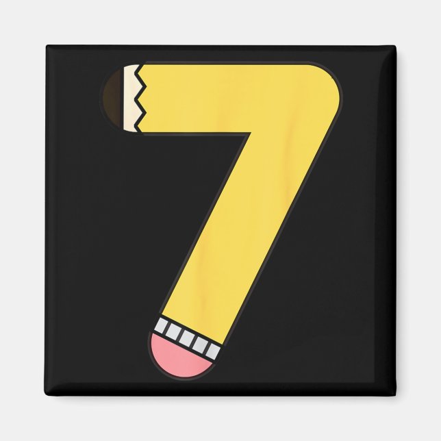 Aimant Crayon Numéro 7 Retour à l'école 7e Anniversaire (Devant)