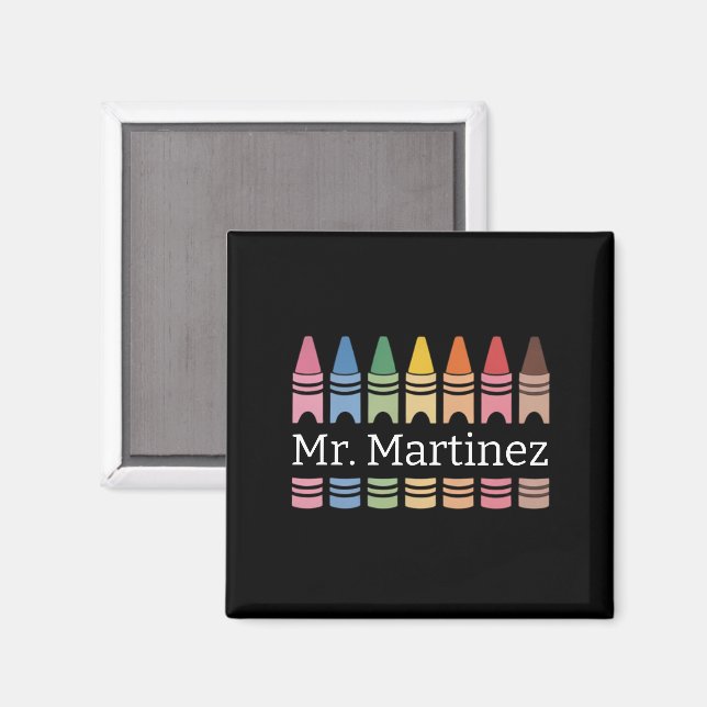 Aimant Crayon Personnalisé Nom de l'enseignant Mignon Dos (Recto/Verso)