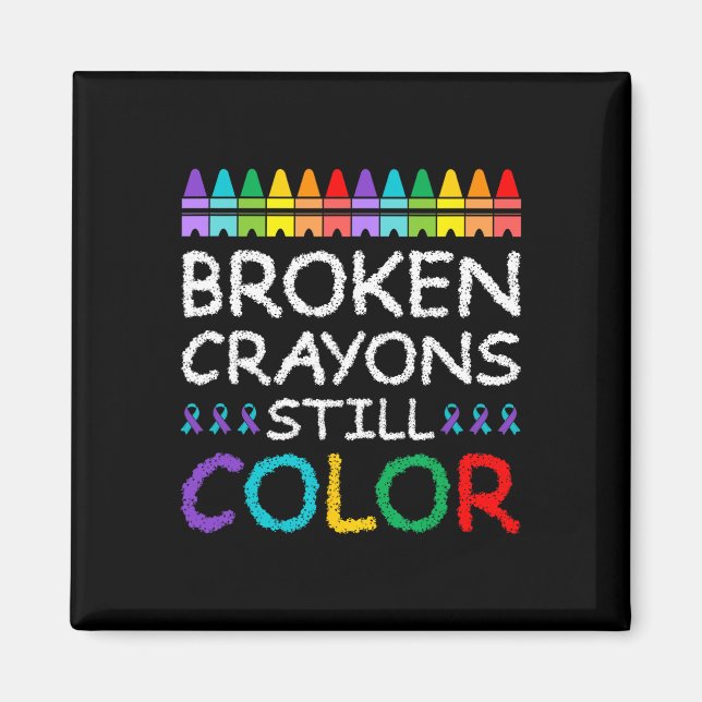 Aimant Crayons brisés Prévention du suicide par couleur (Devant)