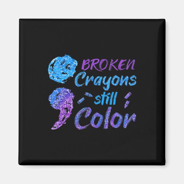 Aimant Crayons cassés Couleur encore Mois de sensibilisat (Devant)