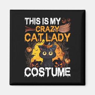 Aimant Crazy Chat Lady Costume Chat Noir Drôle Halloween