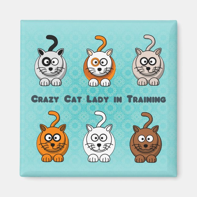 Aimant Crazy Chat Lady dans l'aimant d'entraînement (Devant)