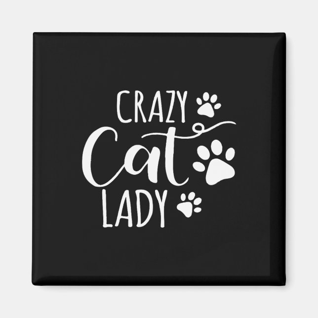 Aimant Crazy Chat Lady Funny Chat Meow Pour Hommes Femmes (Devant)