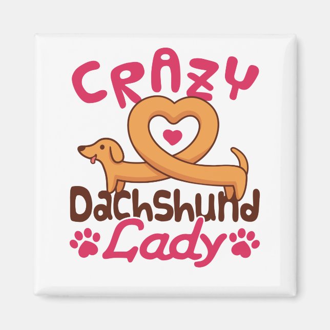 Aimant Crazy Dachshund Lady Doxie Maman (Devant)
