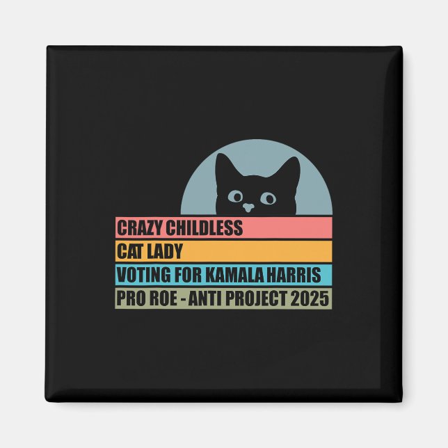 Aimant Crazy Enfless Chat Lady Voter Pour Kamala Harris (Devant)