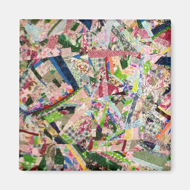 Aimant Crazy Quilt dans les couleurs du printemps (Devant)