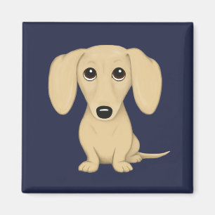 Aimant Cream Smooth Coated Dachshund Cartoon Chien