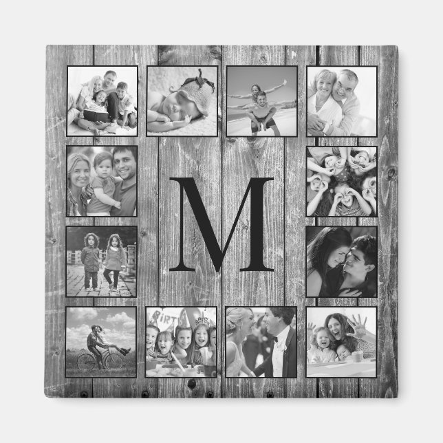 Aimant Create Your Custom Photo Collage Rustic Farmhouse (Devant)