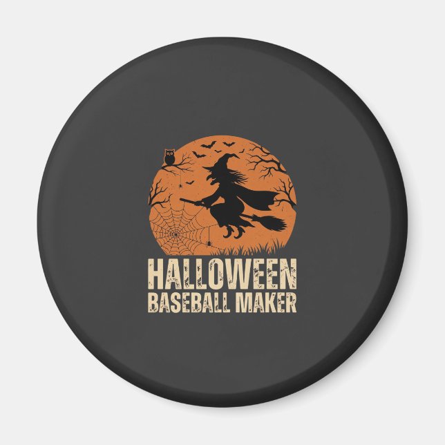 Aimant Créateur de baseball Halloween Graphique de sorciè (Devant)