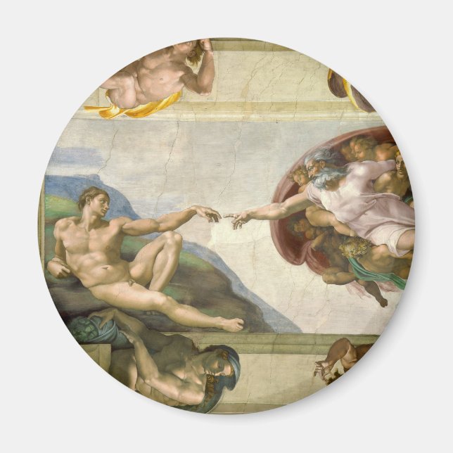 Aimant Création d'Adam par Michelangelo, Art Vintage (Devant)