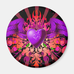 Aimant Création de cœur ailé Purple Grunge
