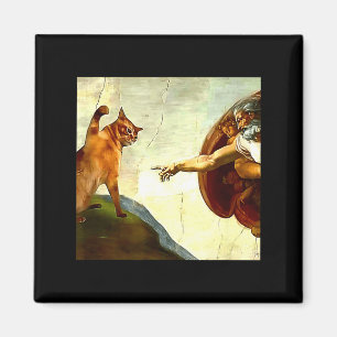 Aimant Création drôle de chat Dieu d'Adam Mème Jésus Chri