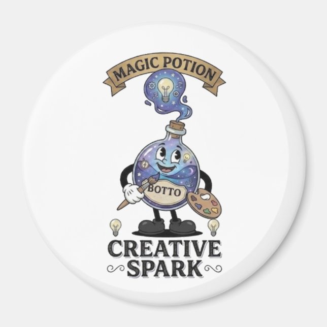 Aimant Creative Spark Magic Potion Retro Artist Mascot (Devant)