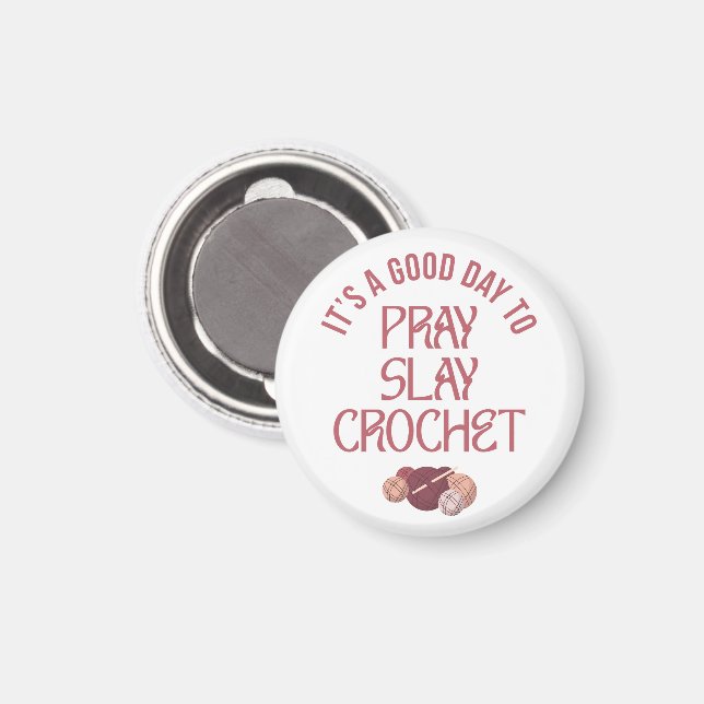 Aimant Créatrice maman chrétienne PRIER DÉTRUIRE CROCHET  (Recto/Verso)