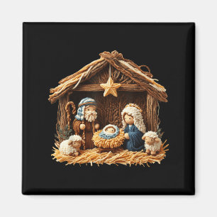 Aimant Crèche Faux Jésus en Crochet de Laine Noël R