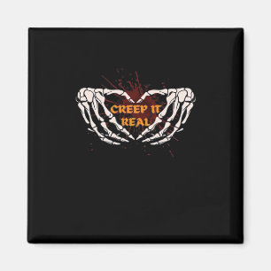 Aimant Creep It Real, Skeleton Mains Montrant Le Coeur
