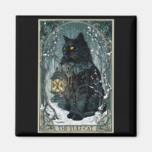 Aimant Creepmas Vintage Le Chat de Yule Carte Tarot Noël