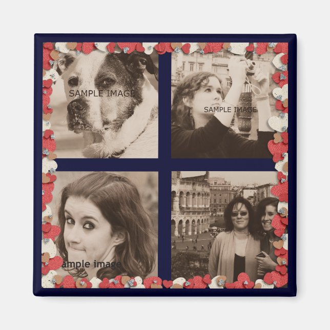 Aimant Créez Votre Propre Instagram Photos Mignons Coeurs (Devant)