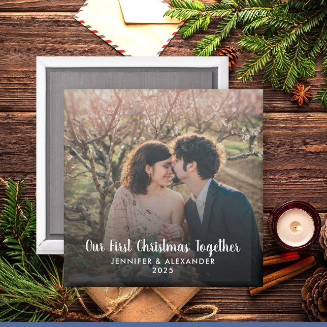 Aimant Créez votre propre photo First Christmas Together (Create your own First Christmas Together photo Magnet. You can add your own photo, names, year, text)