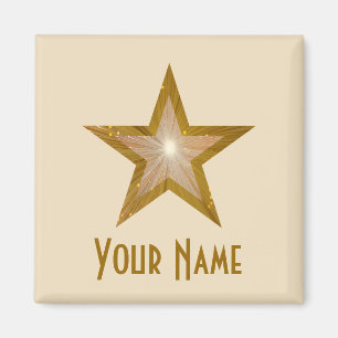 Aimant Crème d'aimant pour frigo "Gold" Star "Your Name"