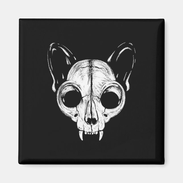 Aimant Crème Éffrayant Chat Feline Skull Skeleton Hallowe (Devant)