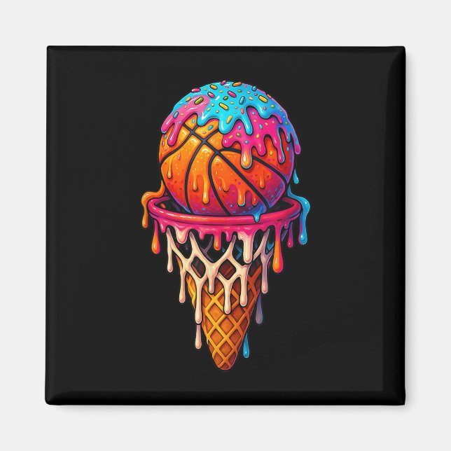 Aimant Crème glacée basketball drip pour garçons filles j (Devant)