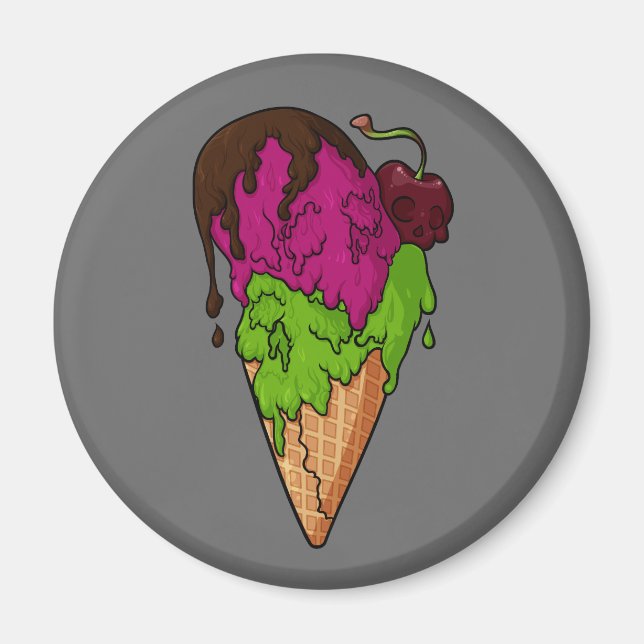 Aimant Crème glacée de crâne de Berry doux mortel (Devant)