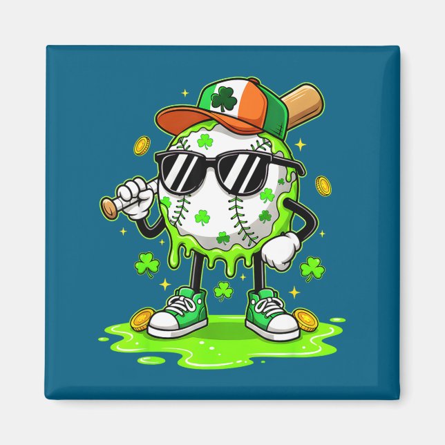 Aimant Crème glacée goutte de baseball pour la Saint-Patr (Devant)