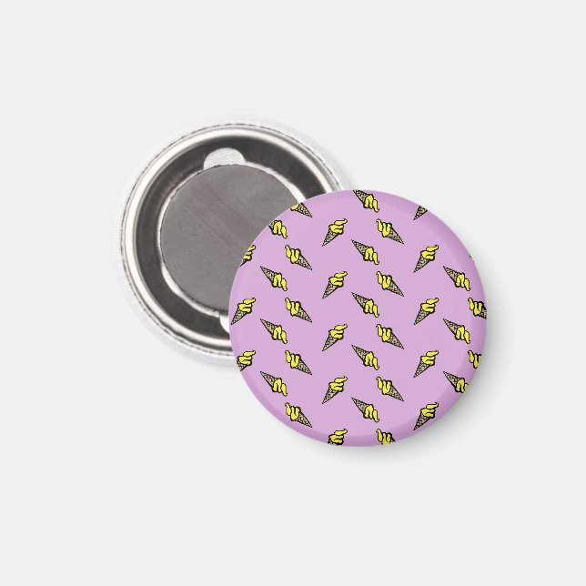 Aimant Crème glacée jaune sur violet (Recto/Verso)