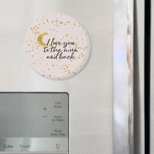 Aimant Crème Or Je t'aime jusqu'à la lune confettis