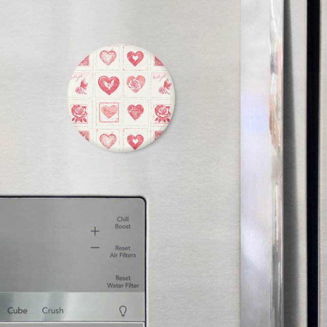 Aimant Crème Rouge Chic pour l'Amour de la Saint-Valentin (In situ (réfrigérateur))