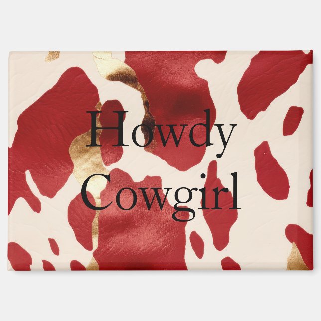Aimant Crème Rouge Or Occidental Cowhide Howdy (Recto)