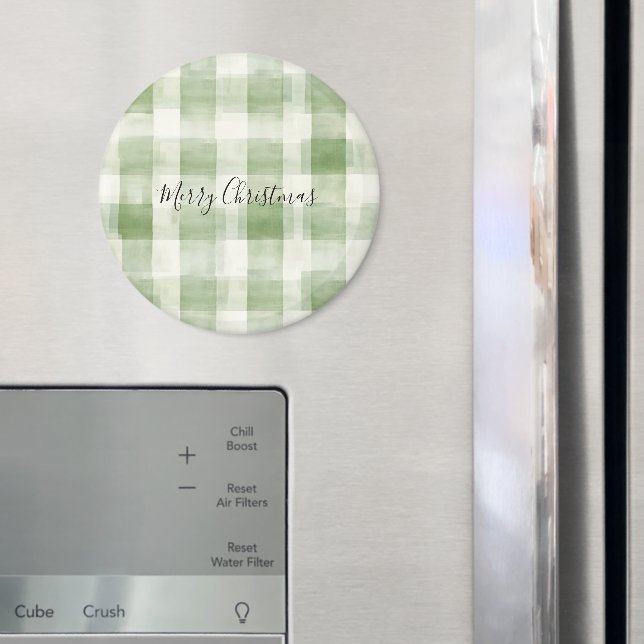 Aimant Crème verte occidentale rayures plaid Noël (In situ (réfrigérateur))