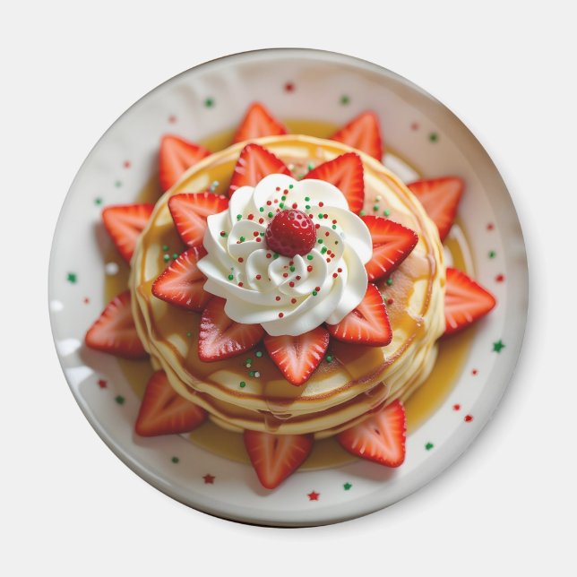 Aimant Crêpes avec crème fouettée et paillettes de Noël (Devant)