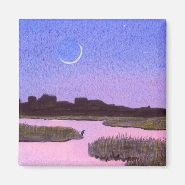Aimant Crescent Moon & Heron Twilight Marsh (Devant)