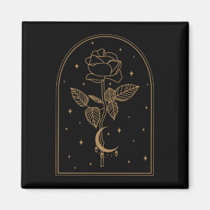 Aimant Crescent Moon Rose Occult Witchcraft Wicca
