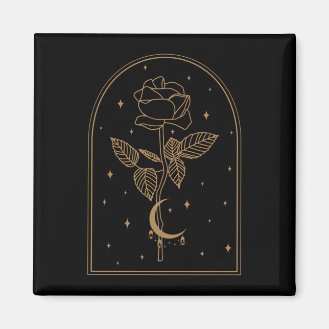 Aimant Crescent Moon Rose Occult Witchcraft Wicca (Devant)
