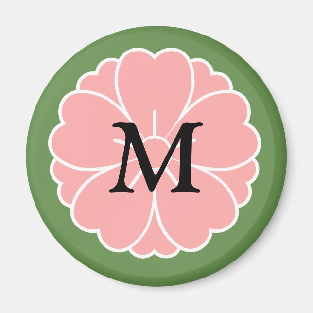 Aimant Crête de fleurs de cerisier Sakura : Monogramme (Devant)