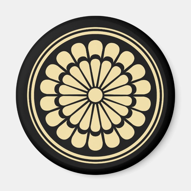 Aimant Crête japonaise de chrysanthème, Kamon (Devant)