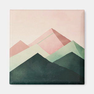 Aimant Crête Pastel – Paysage de Montagne Géométrique #1
