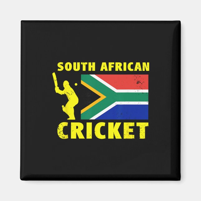 Aimant Cricket sud-africain avec drapeau de l'Afrique du  (Devant)