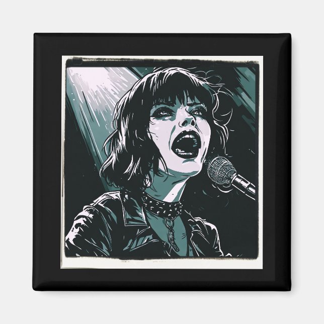 Aimant Crie-le à haute voix Punk Rocker Pop Art Rétro Sar (Devant)